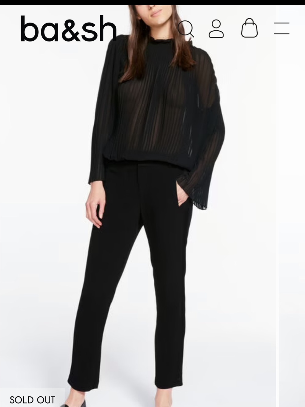 ba&sh Black Sheer Rodani Blouse Size 1